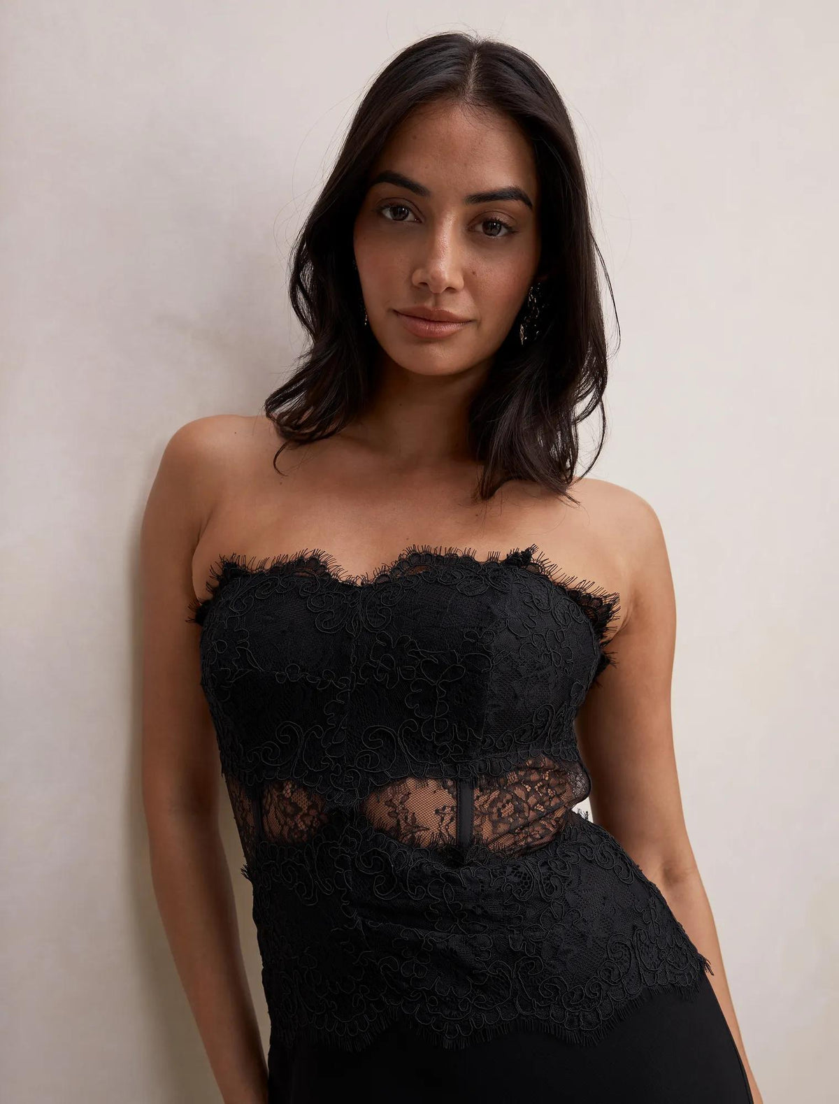 Amity Lace Corset Sheer Maxi Black