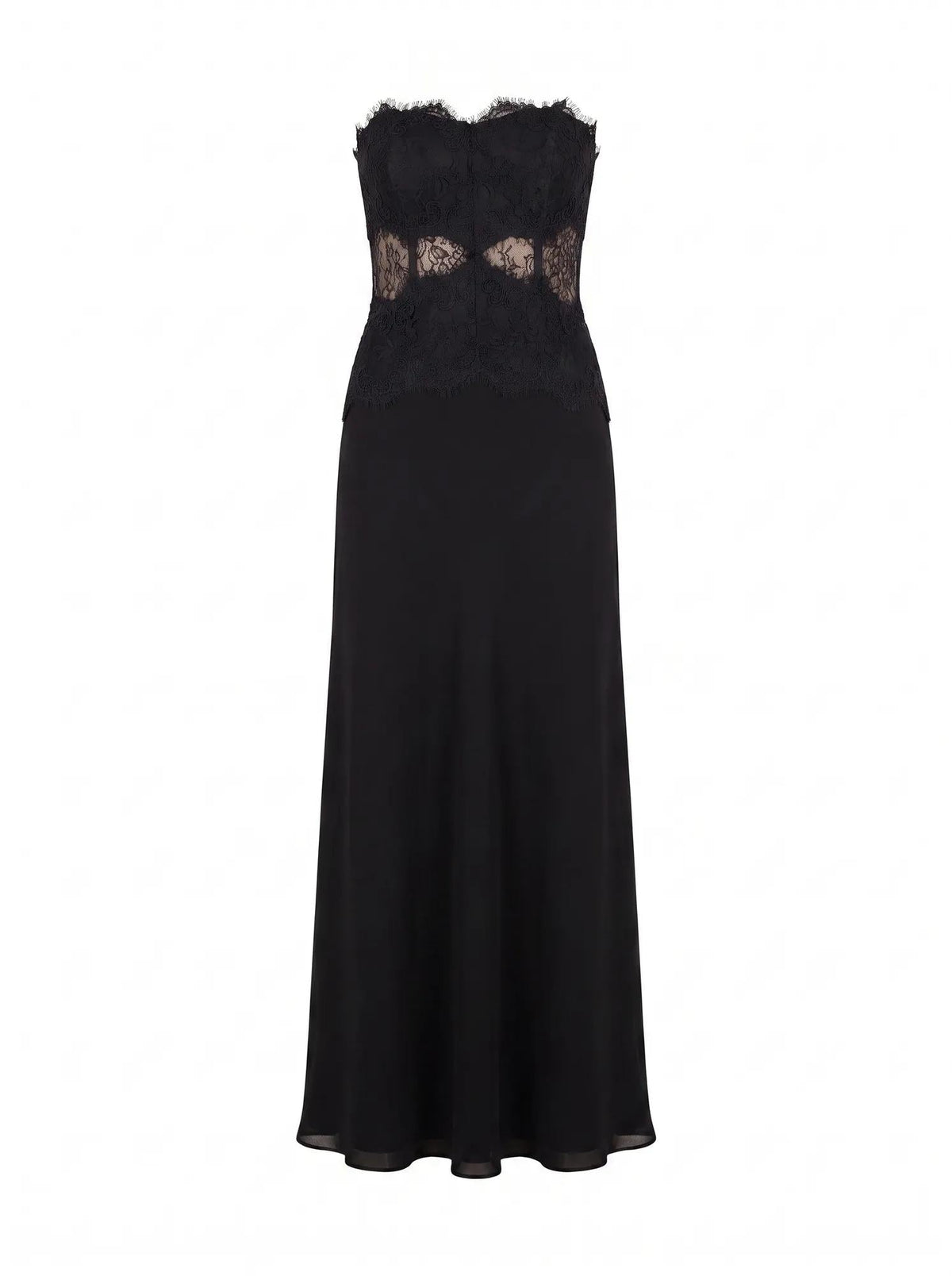 Amity Lace Corset Sheer Maxi Black