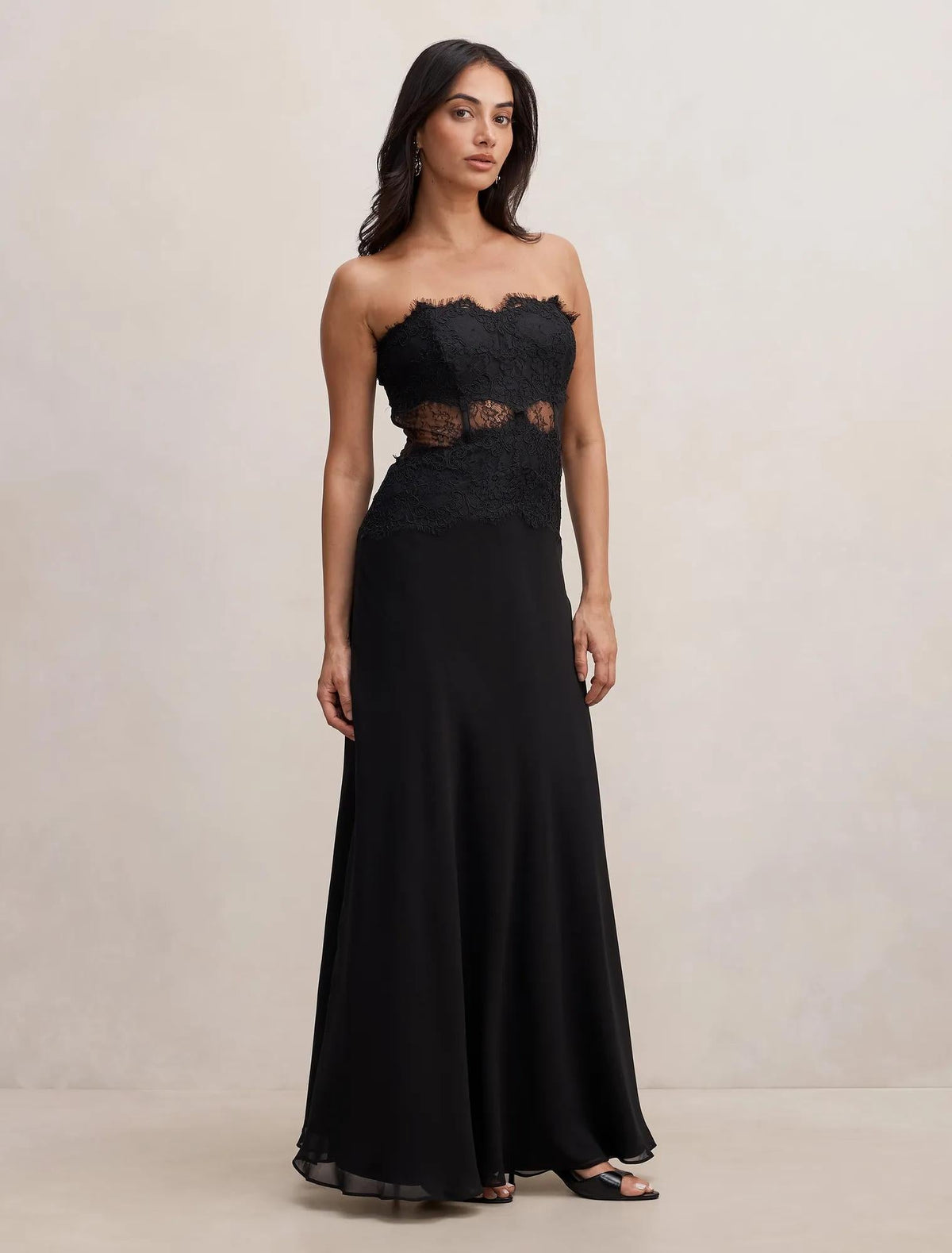Amity Lace Corset Sheer Maxi Black
