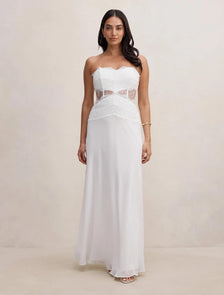 Amity Lace Corset Sheer Maxi Dress Ivory