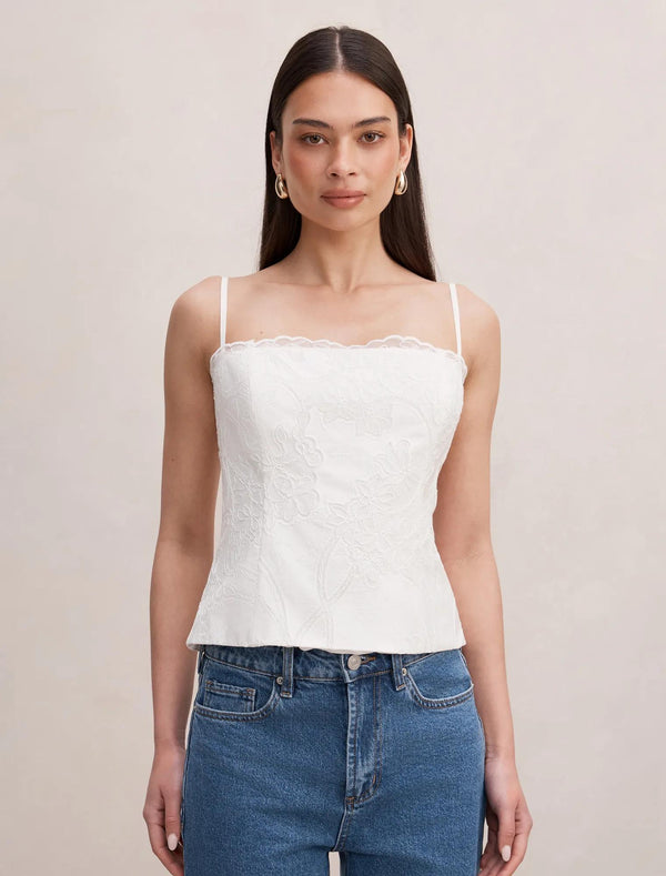 Hannah Lace Corset Top Porcelain