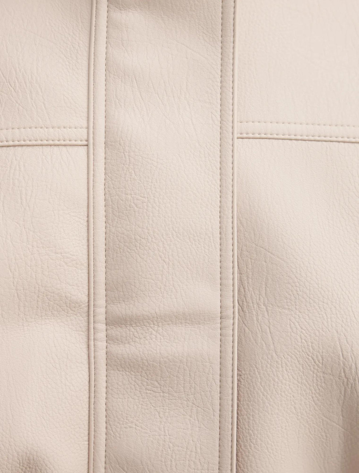 Shay Faux Leather Funnel Neck Bomber Jacket Bone