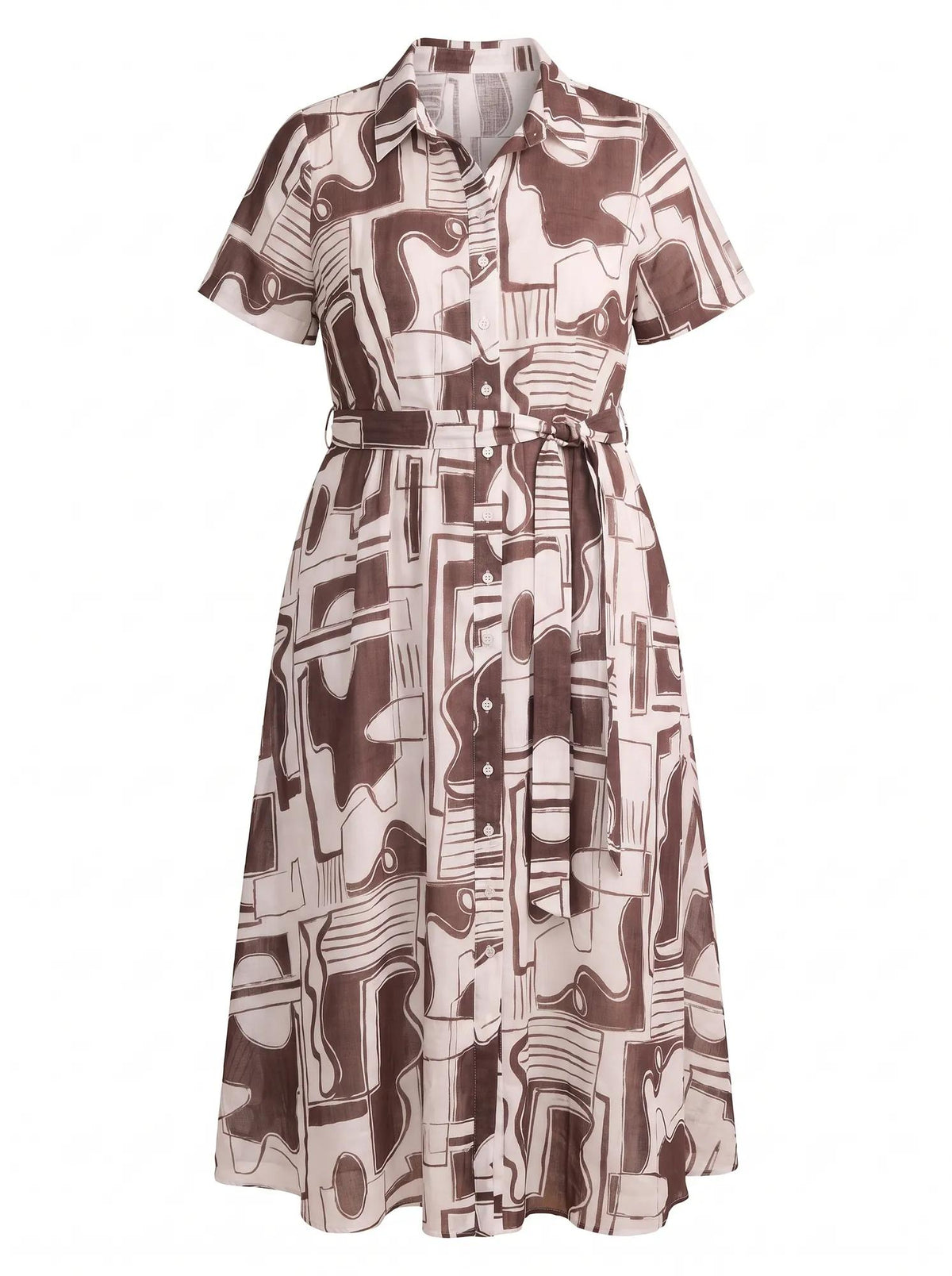 Joy Curve Short Sleeve Midi Dress Light Arlon Abstract_mannequin
