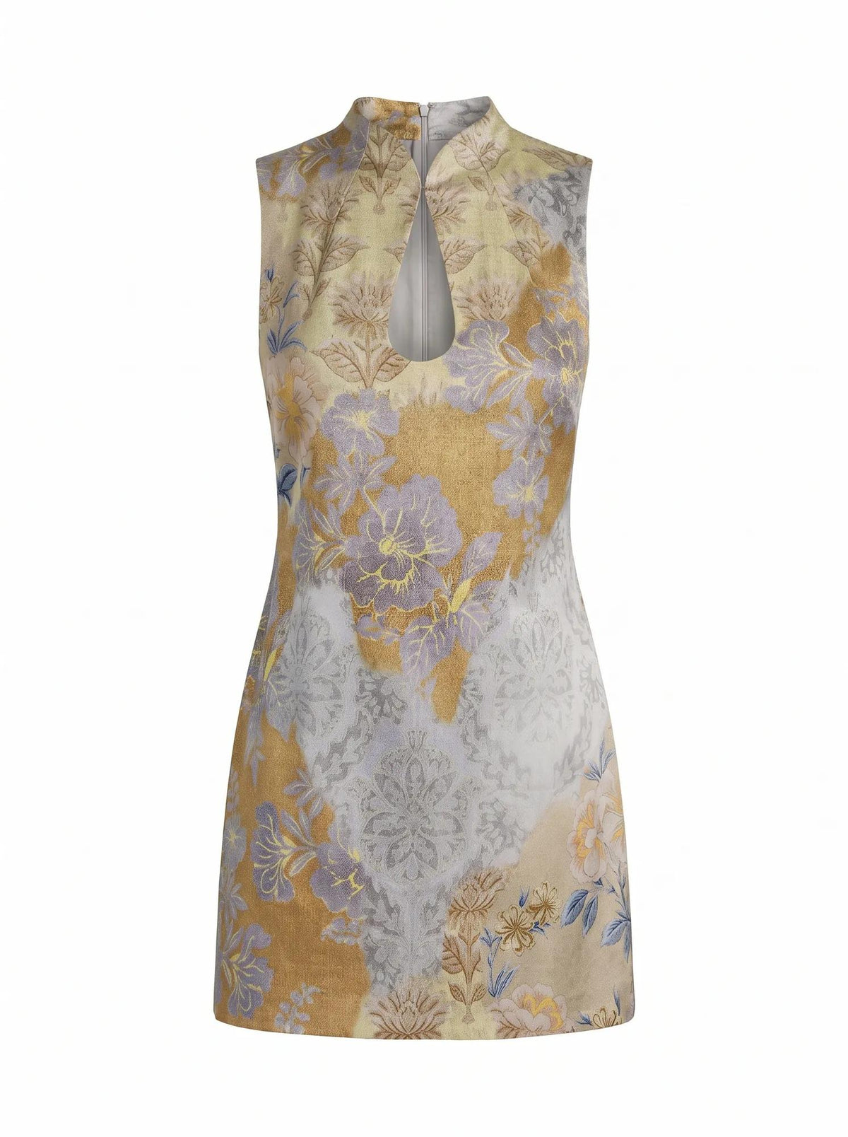 Jade Keyhole Satin Mini Dress Gilded Floral_mannequin