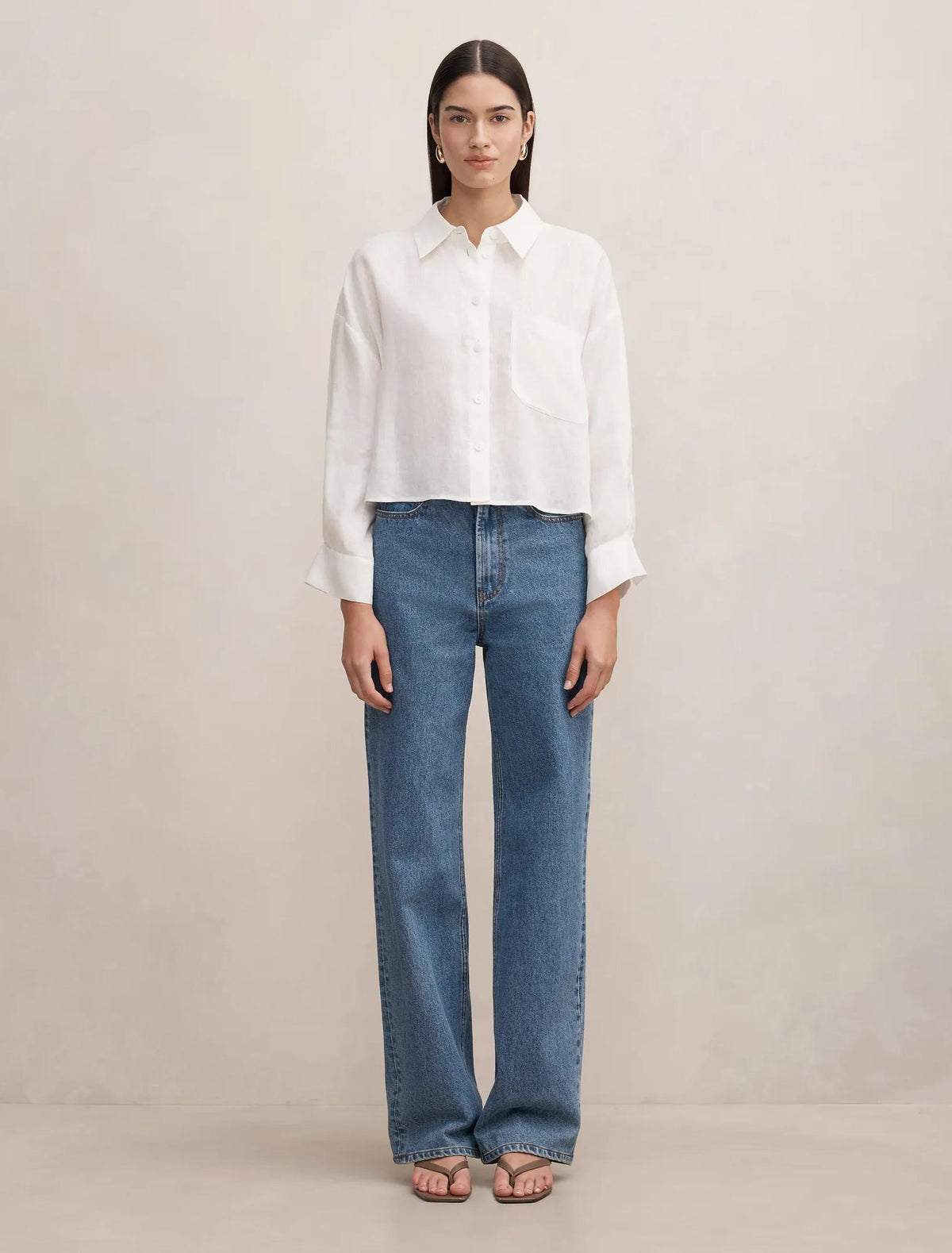 Bowie Cropped Shirt Porcelain