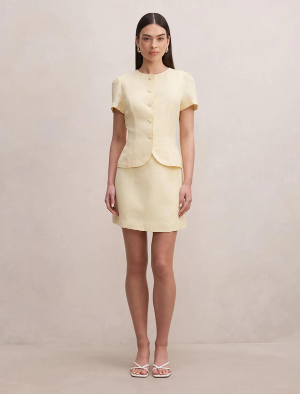 Ali Linen Mini Skirt Butter Yellow Set