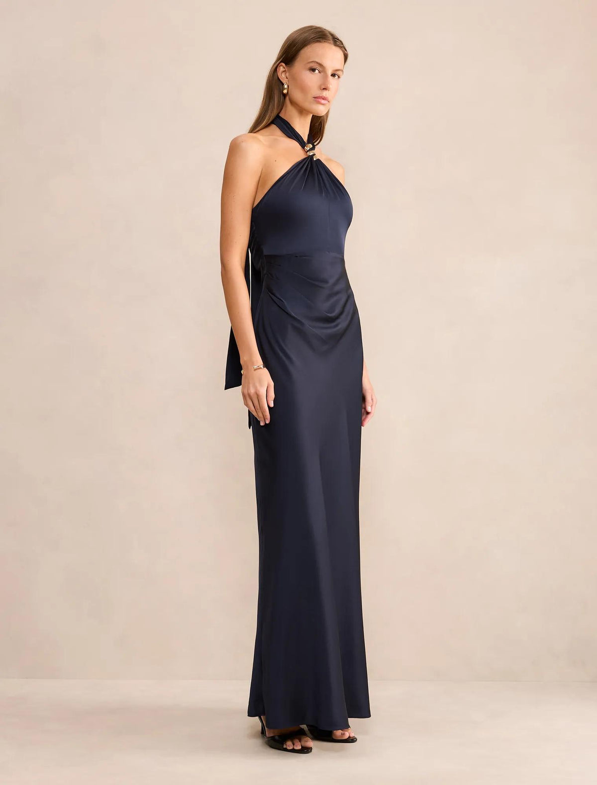 Mariposa Halter Neck Maxi Dress Navy