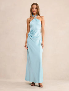 Mariposa Halter Neck Maxi Dress Seafoam Aqua