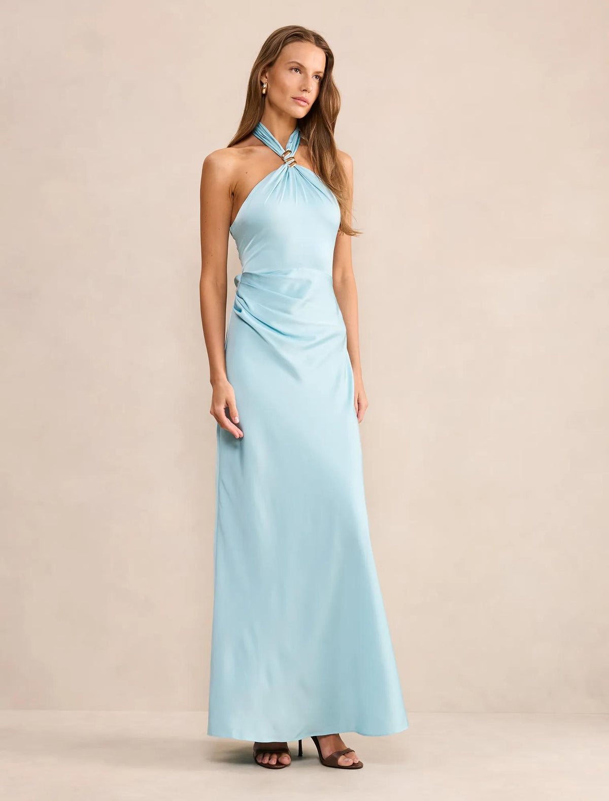 Mariposa Halter Neck Maxi Dress Seafoam Aqua