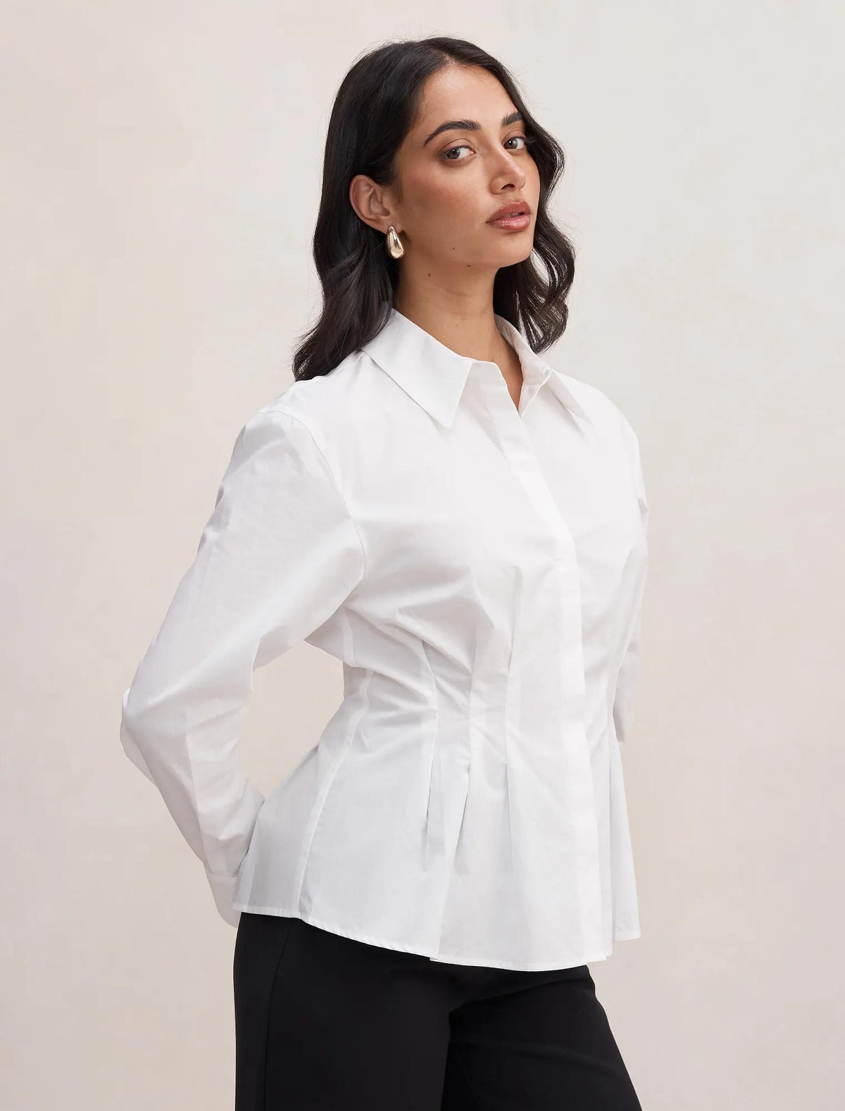 Blake Pleat Detail Shirt Porcelain