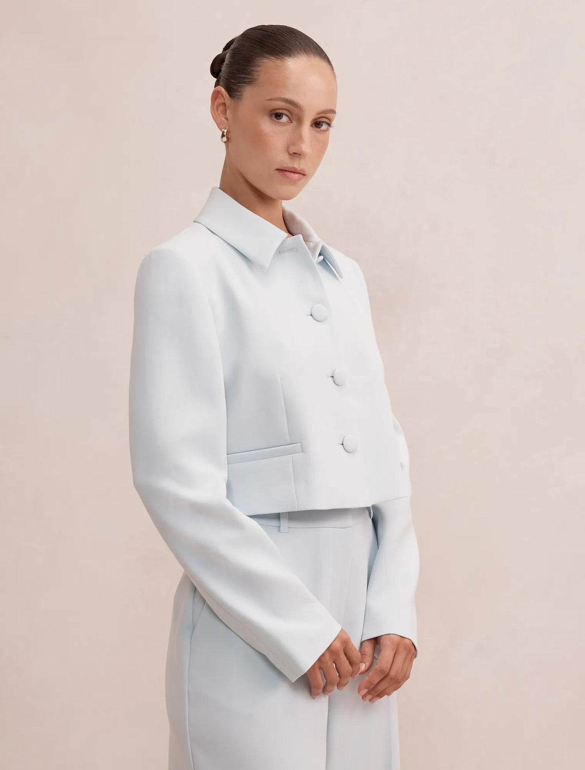 Alex Petite Top Collar Jacket Soft Blue Suit