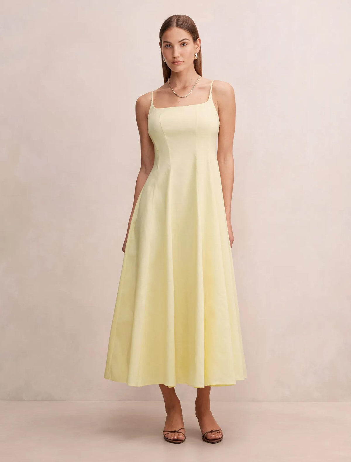 Emery Panel Midi Dress Soft Daffodil