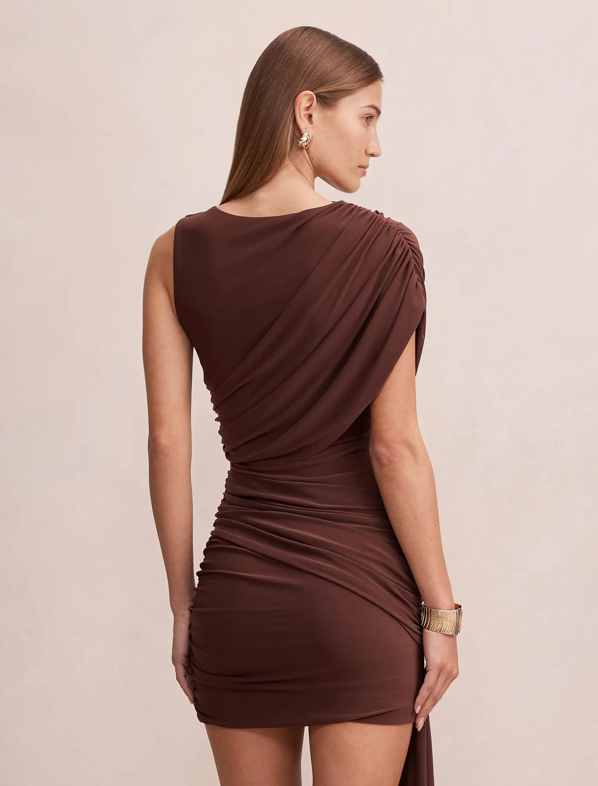 Rosalie Jersey Tie Mini Dress Chocolate