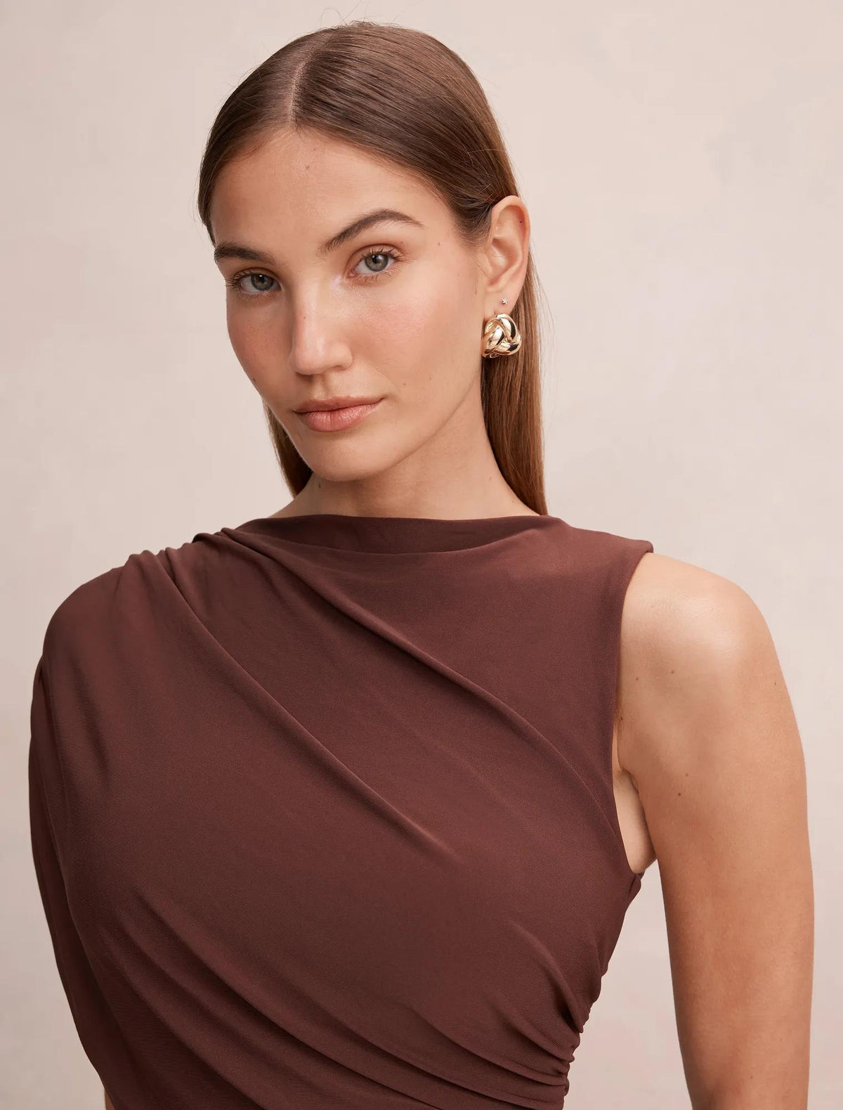 Rosalie Jersey Tie Mini Dress Chocolate