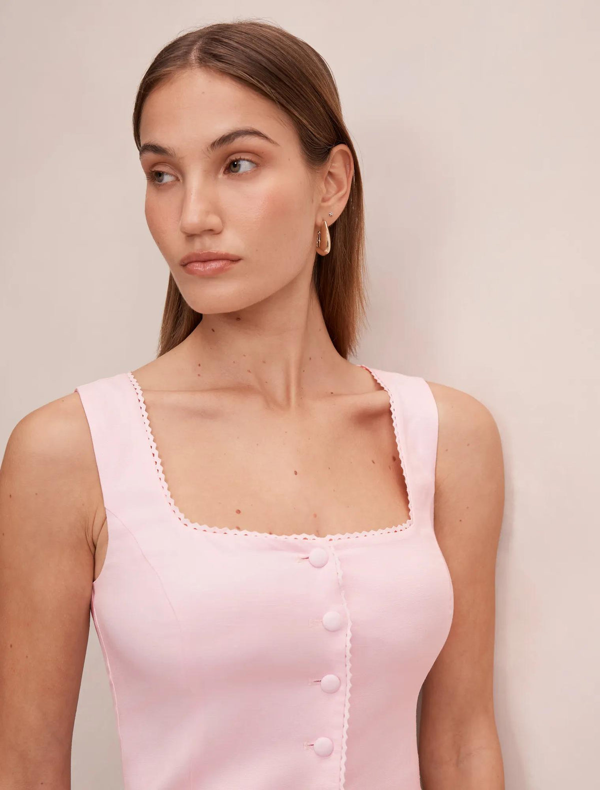 Romy Button Top Pink Whisper Set