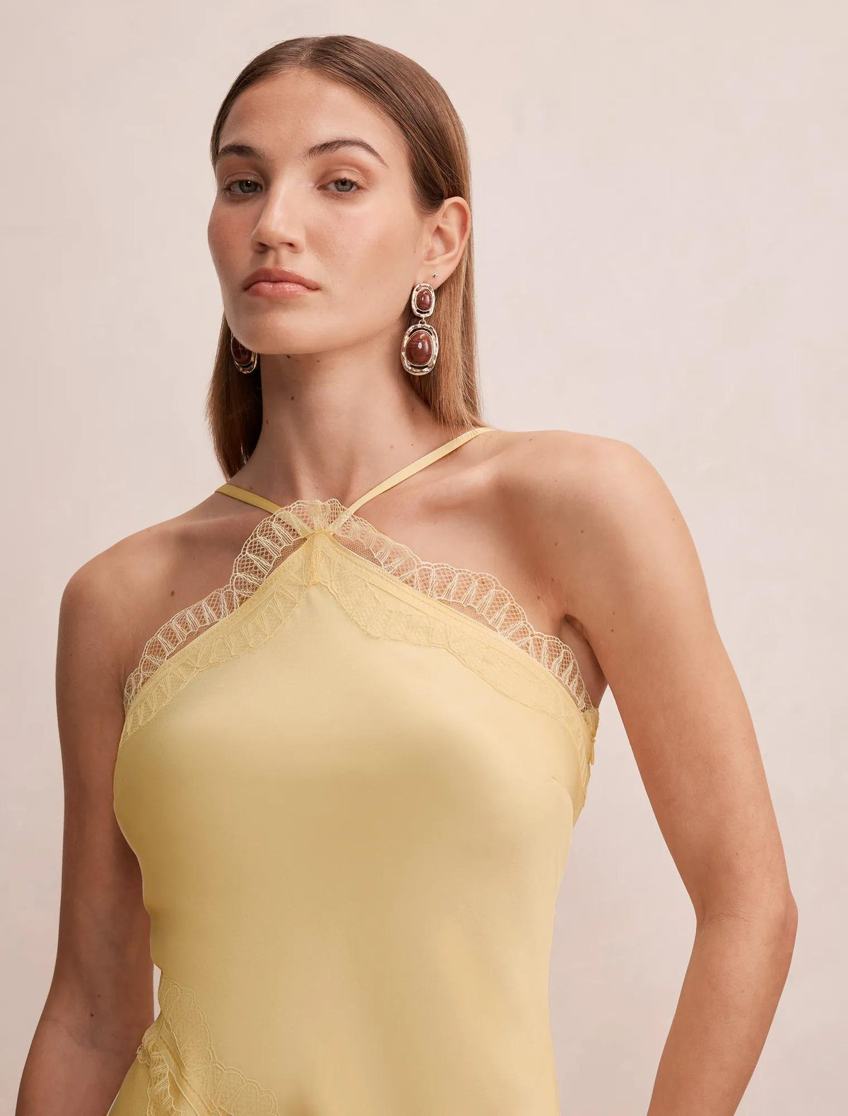 Cosette Lace Insert Maxi Dress Soft Yellow