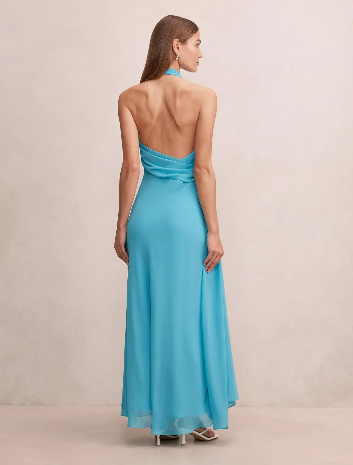 Rory Halter Drape Maxi Dress Blue Mist