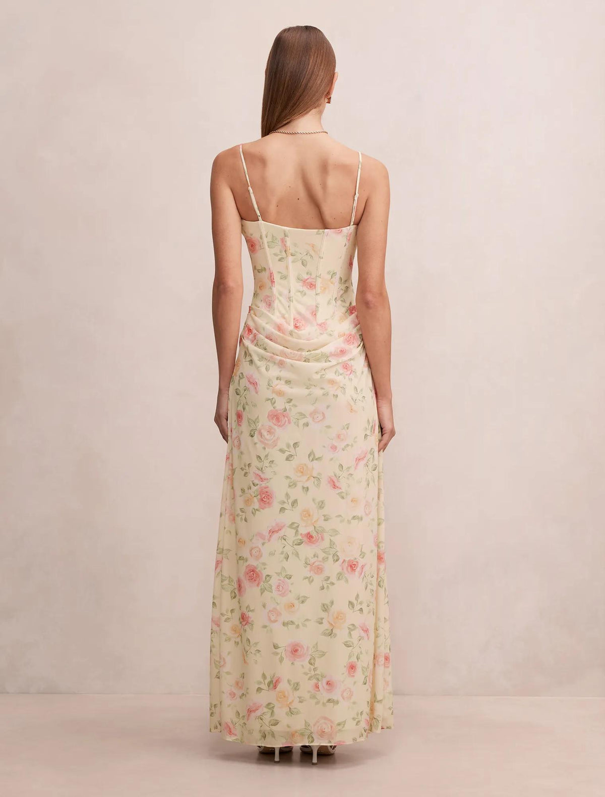 Maeve Corset Mesh Maxi Dress Lemon Palais Floral