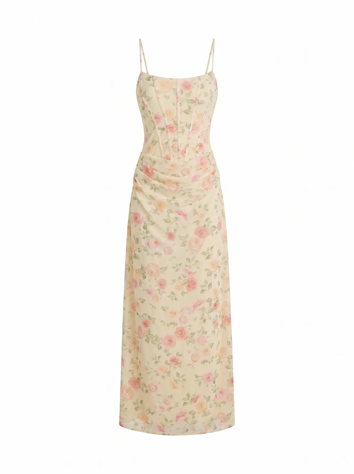 Maeve Corset Mesh Maxi Dress Lemon Palais Floral_mannequin