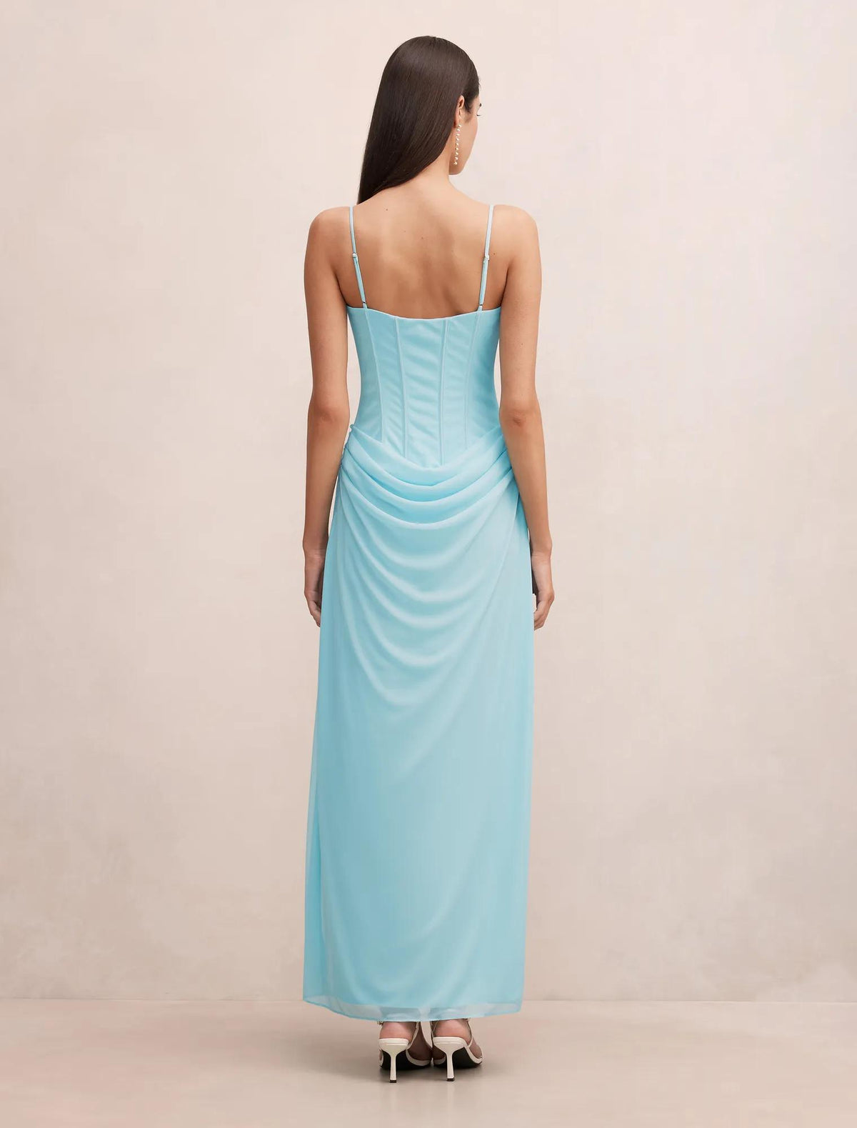 Maeve Corset Mesh Maxi Dress Atomic Blue