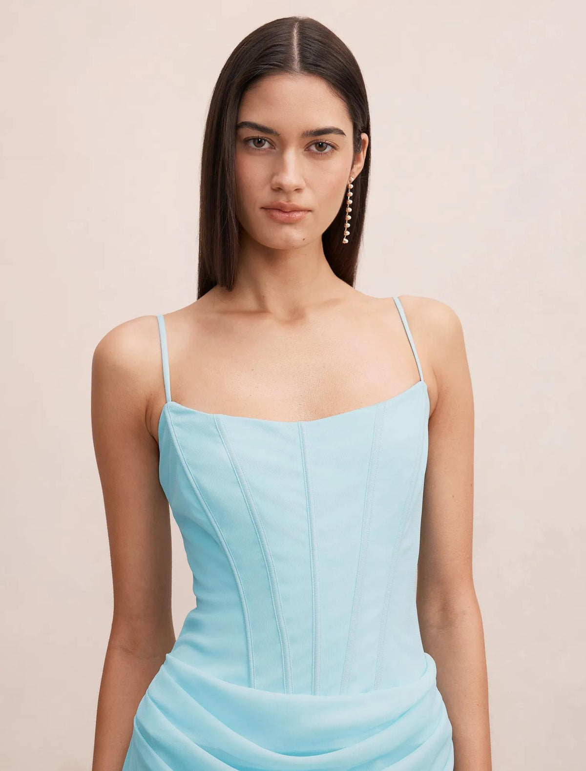 Maeve Corset Mesh Maxi Dress Atomic Blue