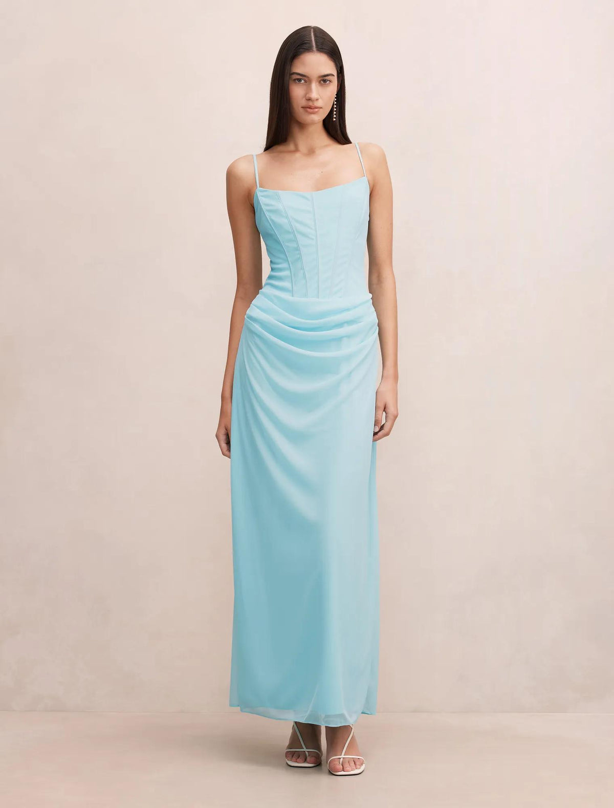 Maeve Corset Mesh Maxi Dress Atomic Blue