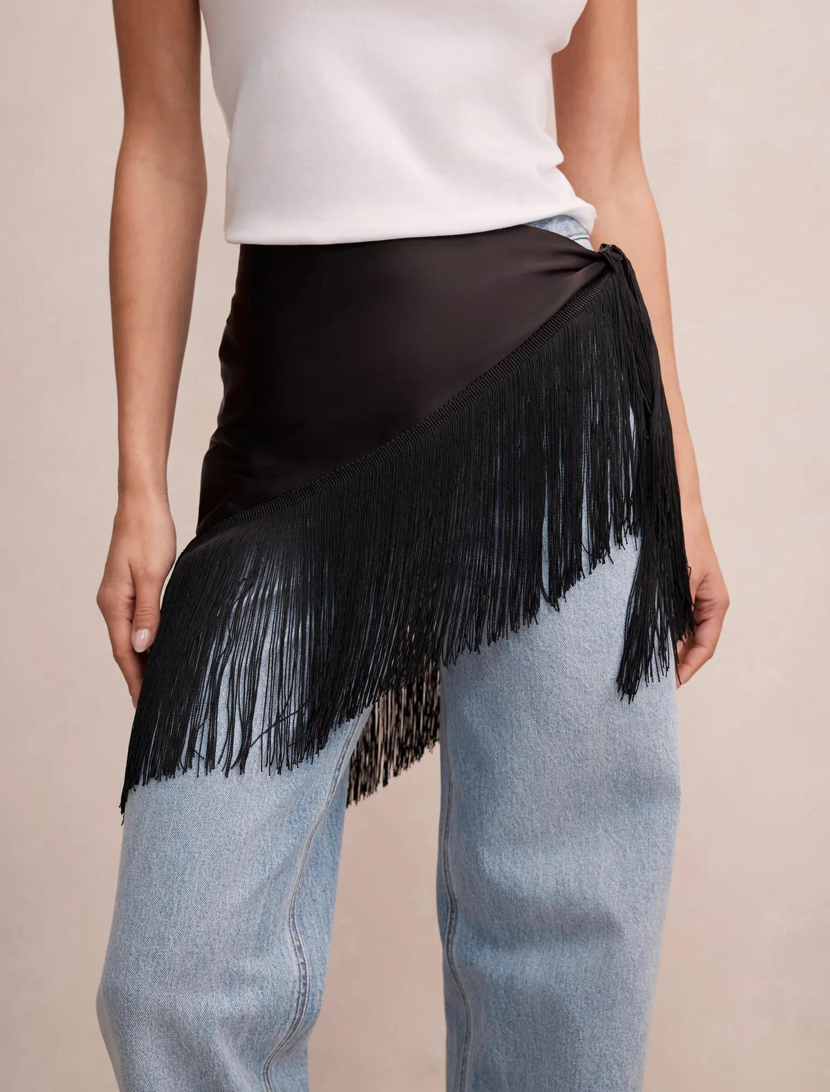 Olivia Lace Trim Waist Scarf Black