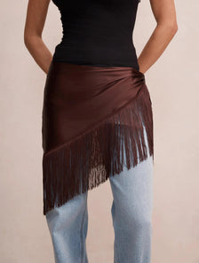 Olivia Lace Trim Waist Scarf Bitter Chocolate