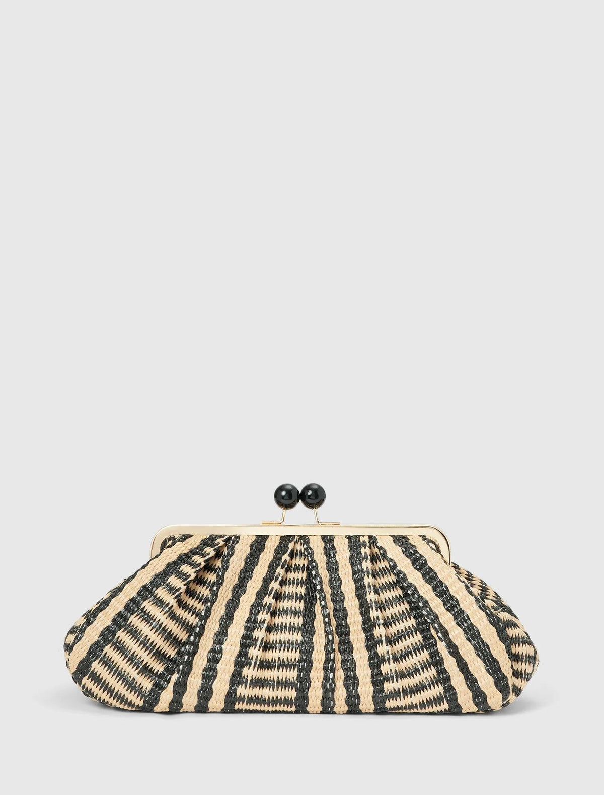Yasmin Weave Frame Soft Clutch Black/Natural