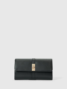 Greta Metal Hardware Day Clutch Black