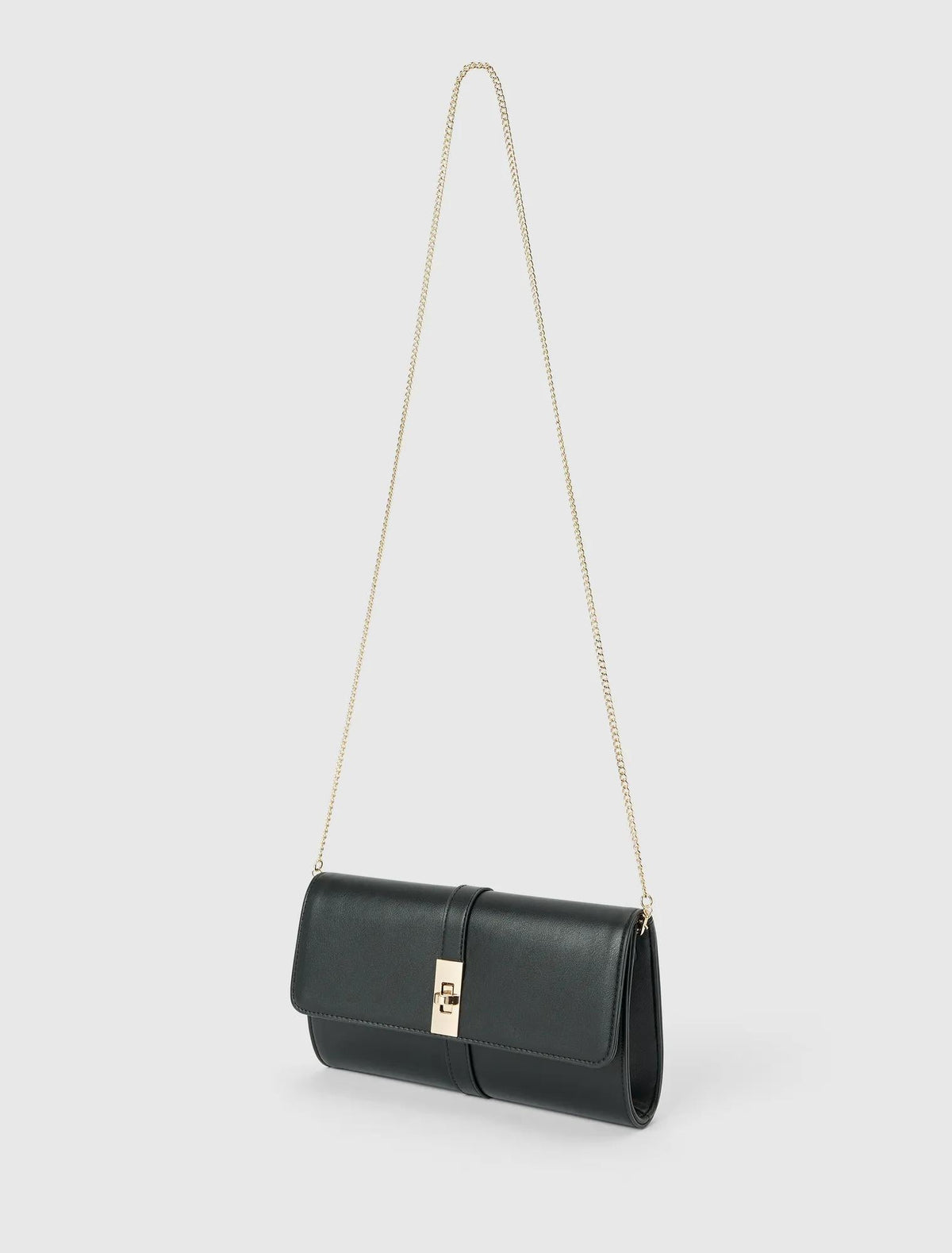 Greta Metal Hardware Day Clutch Black