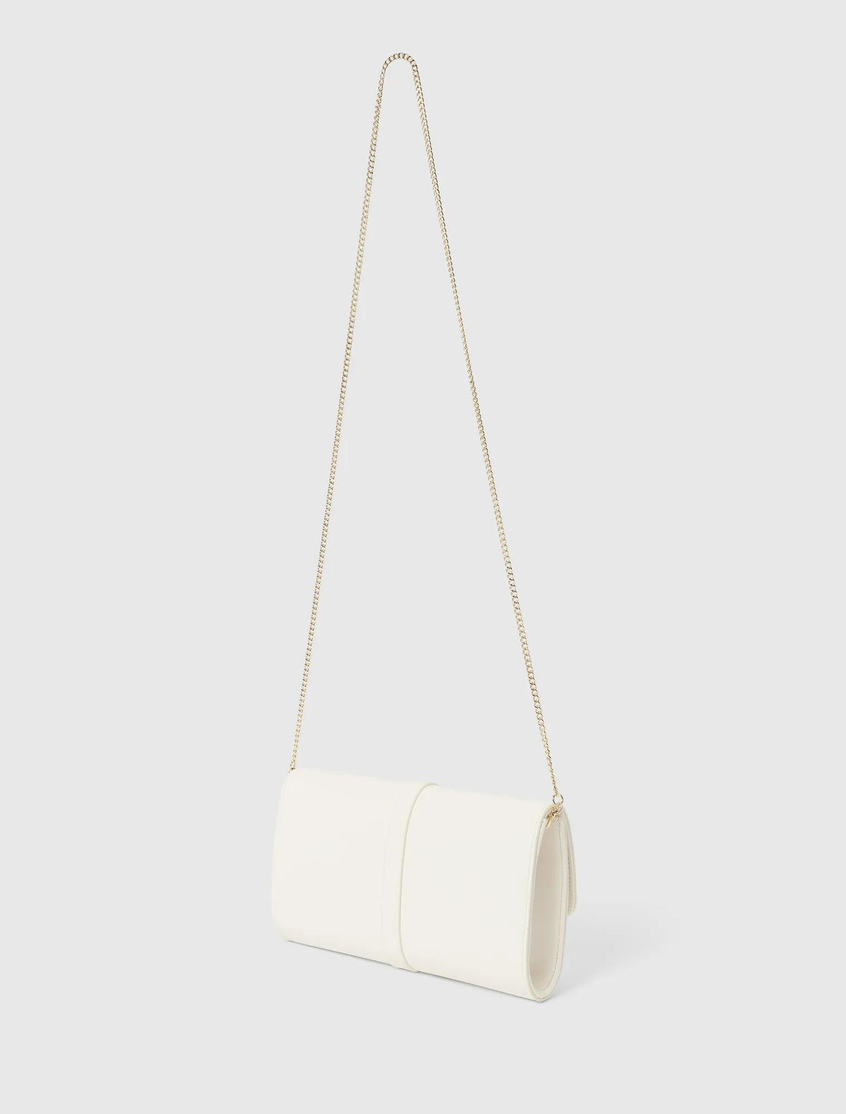 Greta Metal Hardware Day Clutch Ivory