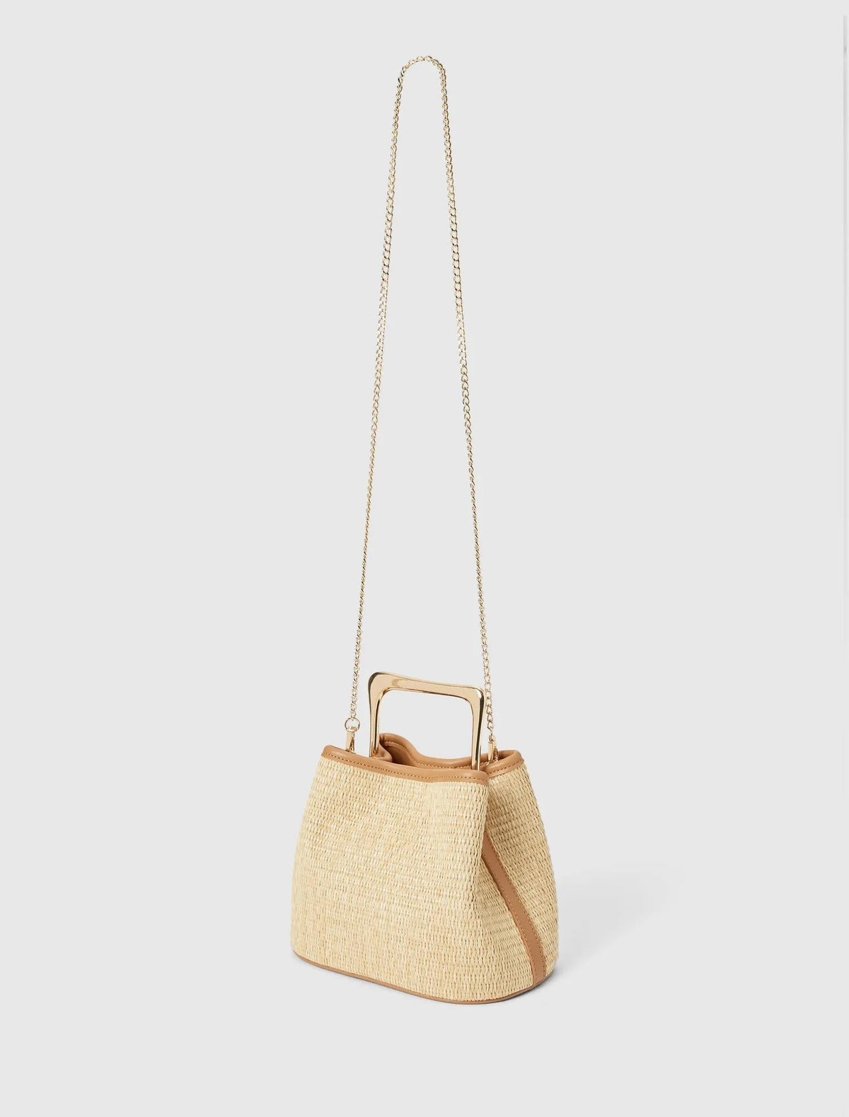 Alexa Weave Metal Handle Bag Weave/Tan