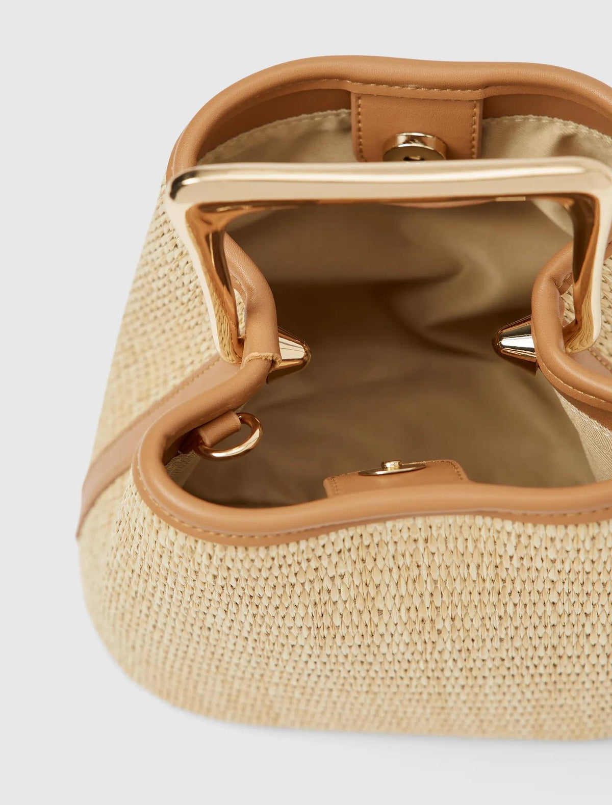 Alexa Weave Metal Handle Bag Weave/Tan
