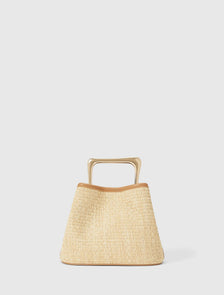 Alexa Weave Metal Handle Bag Weave/Tan