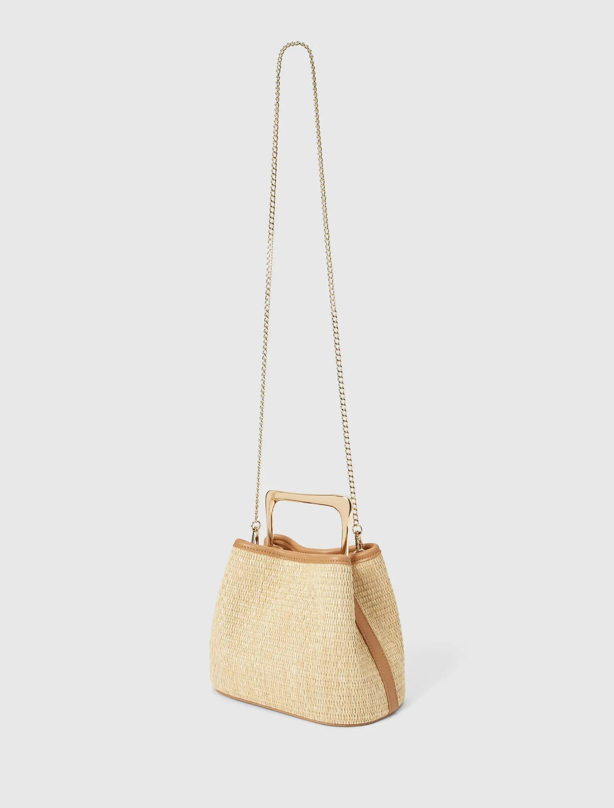 Alexa Weave Metal Handle Bag Weave/Tan