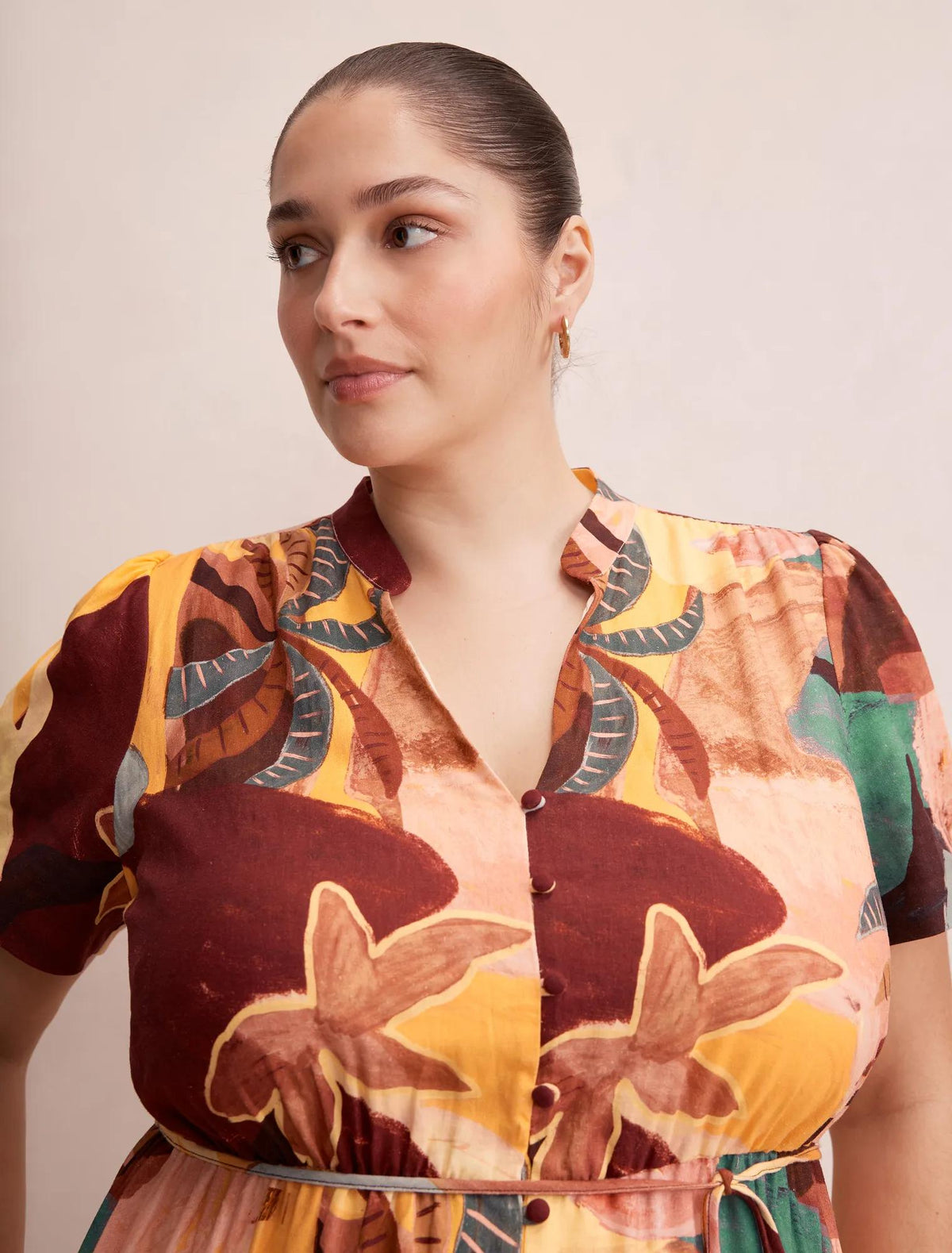 Mia Curve Midi Shirt Dress Arndale Abstract