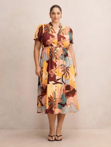 Mia Curve Midi Shirt Dress Arndale Abstract
