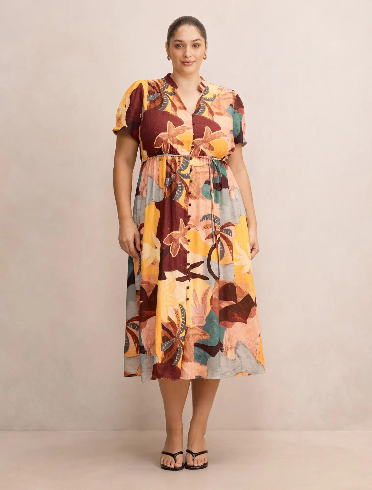Mia Curve Midi Shirt Dress Arndale Abstract
