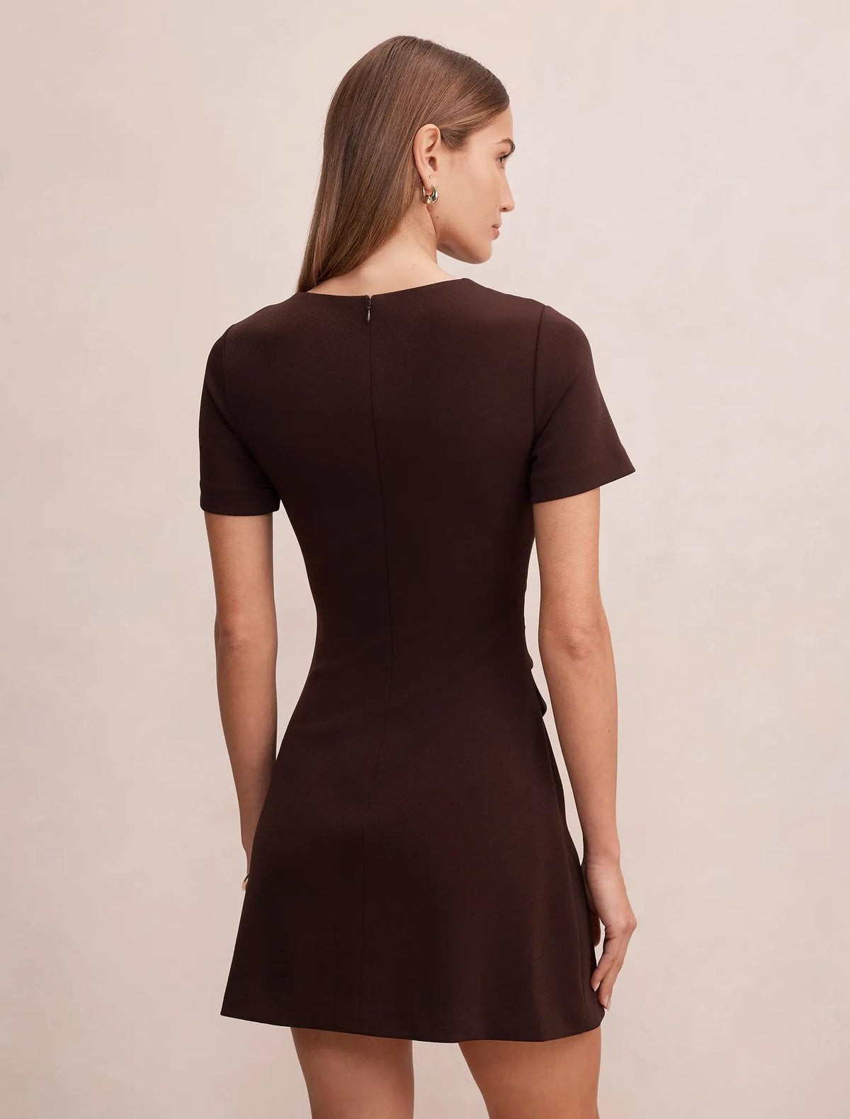 Jenny Tucked Mini Dress Dark Chocolate
