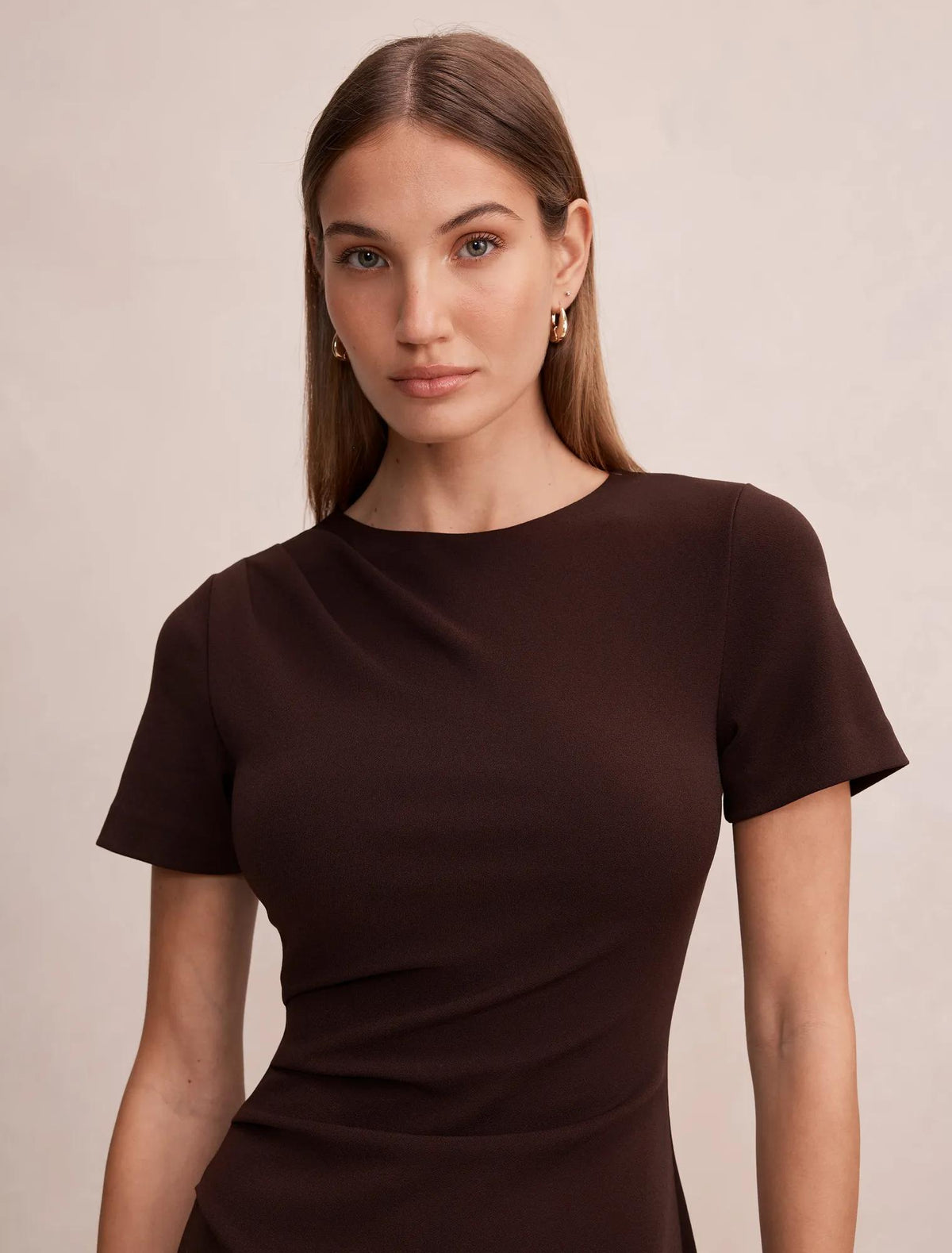 Jenny Tucked Mini Dress Dark Chocolate