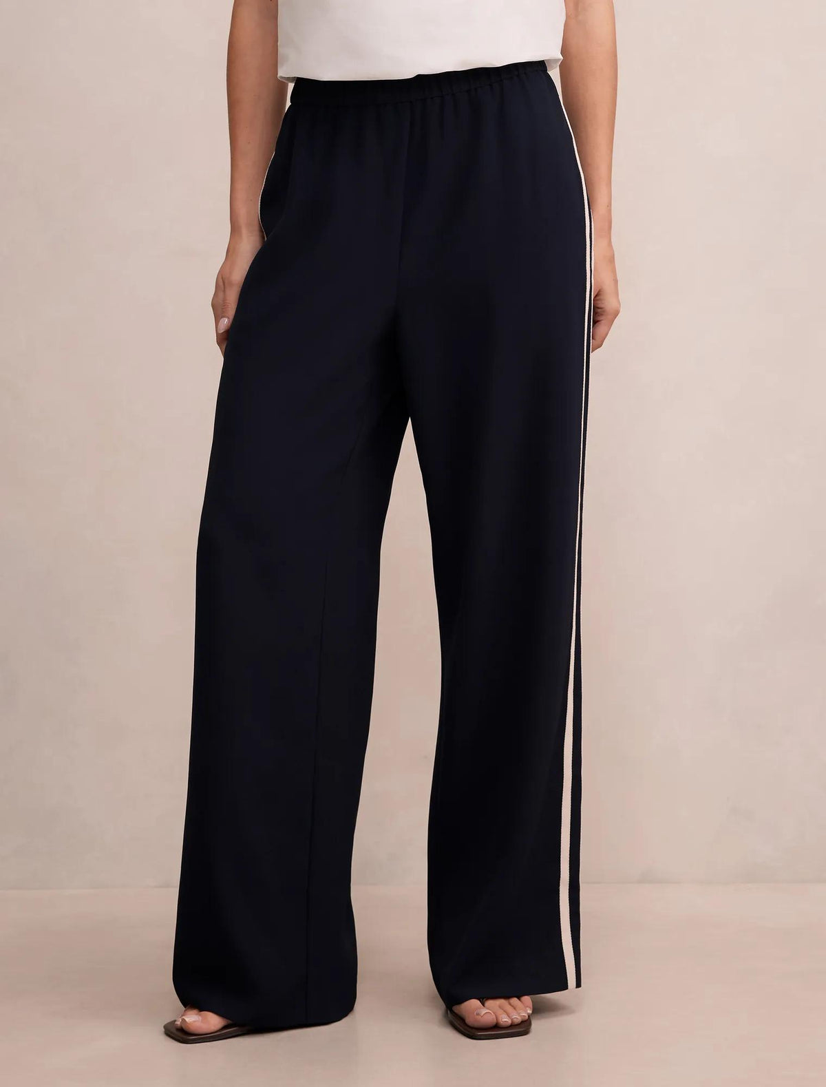 Chloe Side Stripe Wide Leg Pants Navy