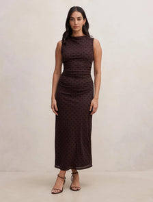 Allegra Spot Mesh Midi Dress