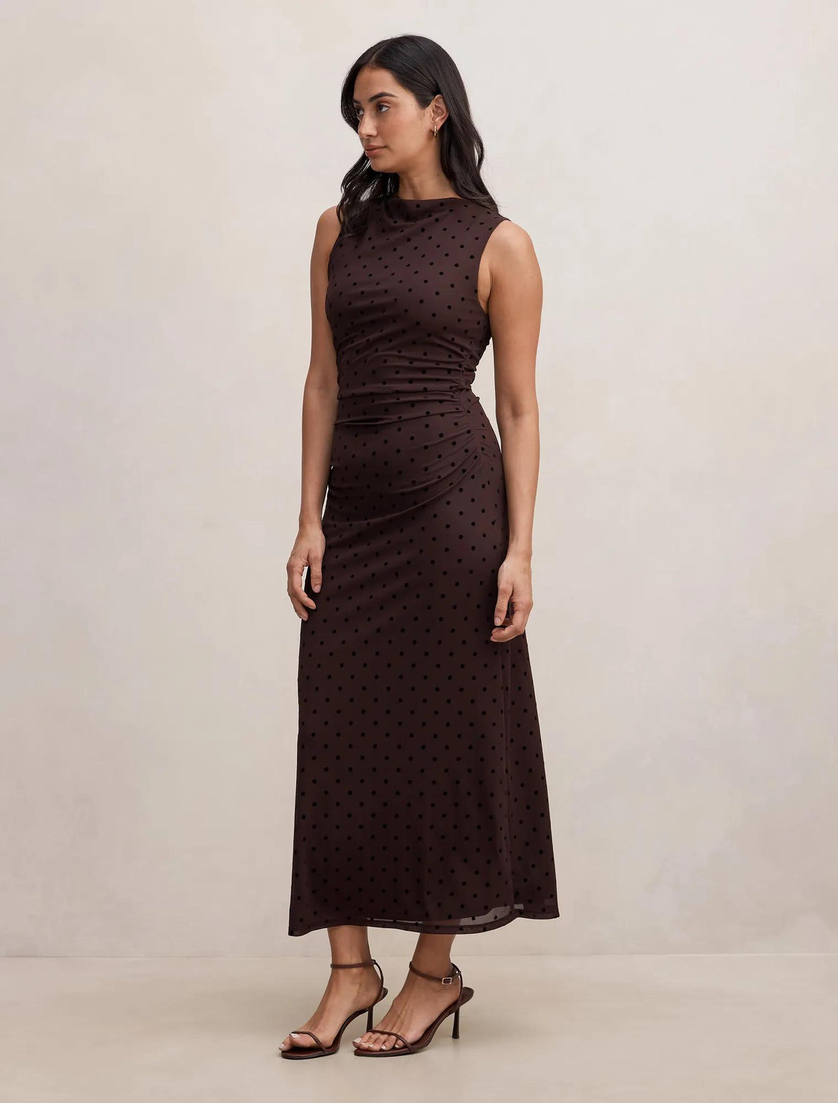 Allegra Spot Mesh Midi Dress