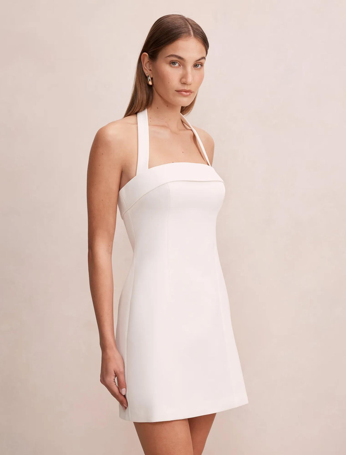 Shelly Halter Mini Dress Porcelain