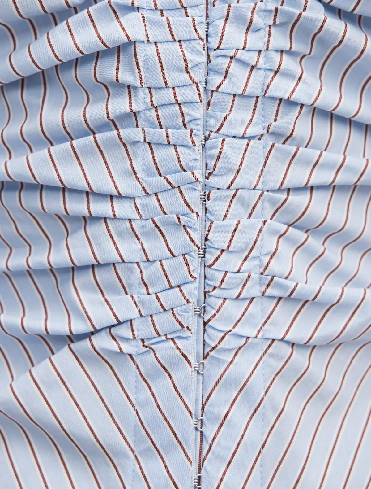 Ainsley Gathered Shirt Blue Choc Stripe