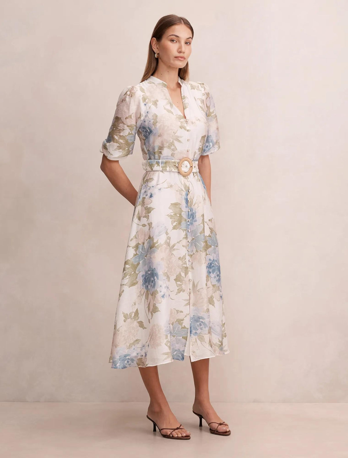 Irena Printed Midi Dress Light Halsey Floral