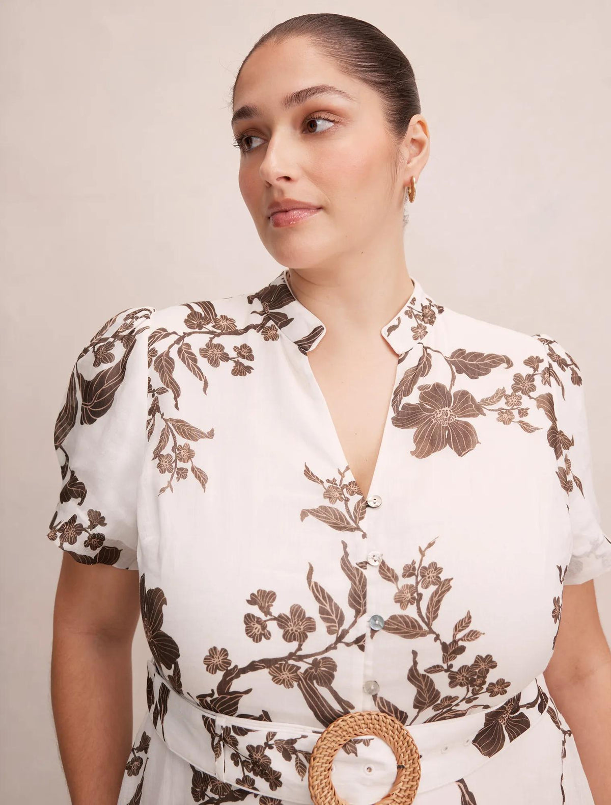 Bree Curve Shirt Midi Dress Light Mei Floral