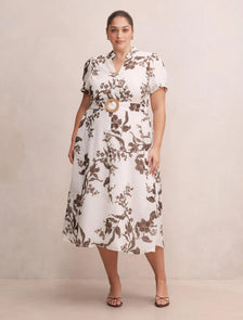 Bree Curve Shirt Midi Dress Light Mei Floral