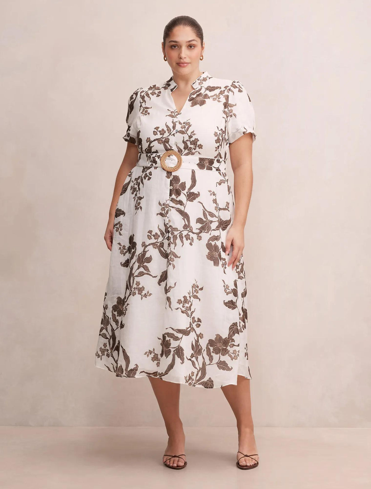 Bree Curve Shirt Midi Dress Light Mei Floral